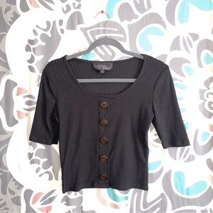 Black Top Faux Buttons